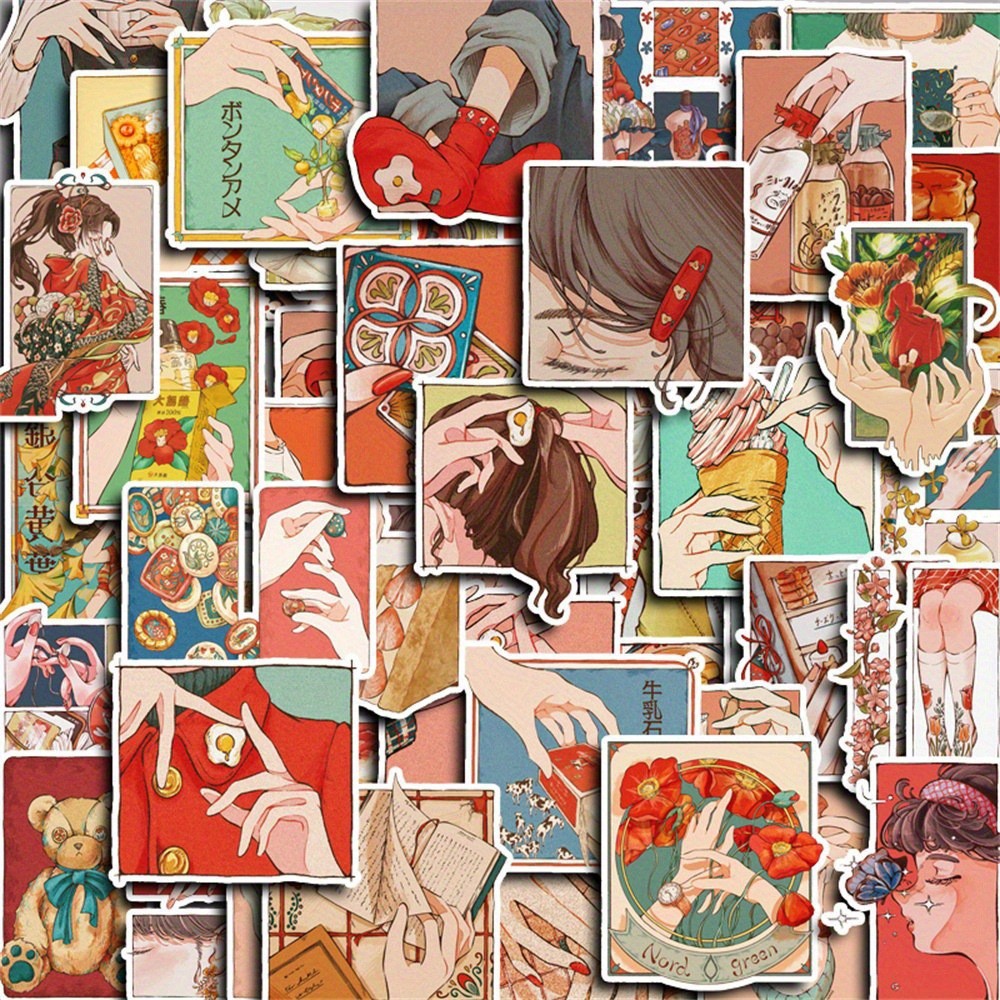 Japanese Lifestyle Anime - 50 Pegatinas de Estilo Vintage Tradicional
